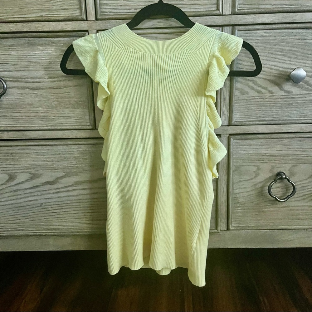 H&M Sweater Sleeveless Flutter Yellow Small